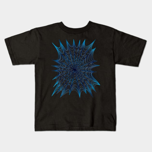 Blue Spider web Kids T-Shirt by DaveDanchuk